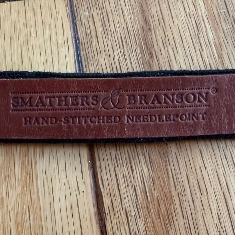 Boys Large Smathers & Branson Needlepoint Skull Crossbones Belt Jolly Roger